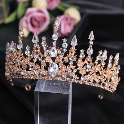 Tiare Couronne Strass Européenne et Américaine Tiare Couronne Baroque Atmosphérique Mariée Mariage Luxe Accessoires Cheveux Couronne