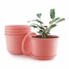 10 Inch Plastic Round Flower Pots with Tray for Home, Terrace, Garden Etc | Pack of 05 | Pink Color | for Home Indoor & Outdoor Gardening Plants