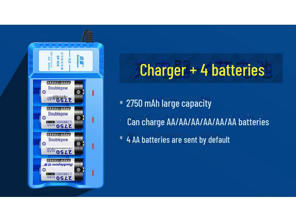 Double NiMH Rechargeable Battery Set with Intelligent Light, 1.2V 10000mAh for Water Heater
