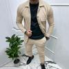 Men's Fall Winter Heavyweight Twill Jacket Pants Two Piece Set Solid Jacquard New