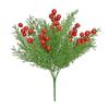 Artificial Christmas Flowers With Red Berry Stems, Fake Norfolk Garland Branches For Winter Decor, Faux Christmas Garland Tree Picks And DIY Crafts