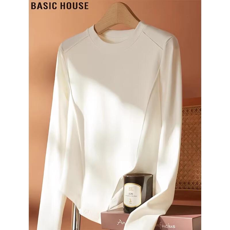 Basic House Women s Slim Fit Round Neck Long Sleeve T-Shirt L