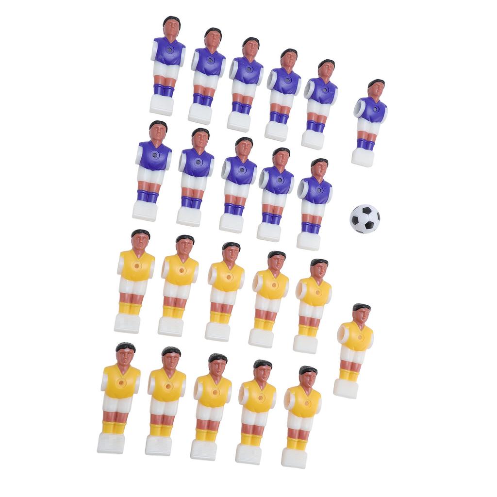 Foosball Soccer Table Football Men Player Replacement Parts with 11 Purple 11 Yellow Foosball Players Black White