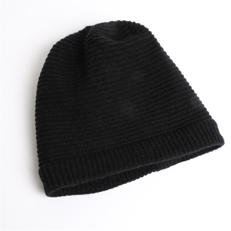 

Однотонная простая вязаная шерстяная шапка для мужчин и женщин, теплая шапка с защитой ушей на осень и зиму, милая шапка-пуловер с горизонтальной полоской, бархат. average size 25 * 24cm