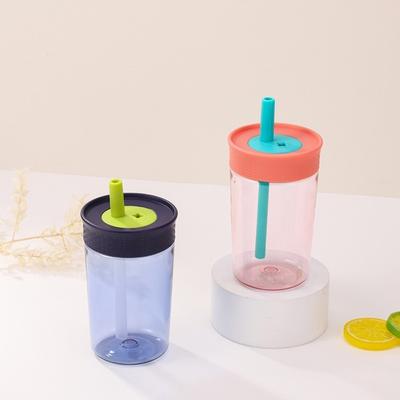 Plastic Water Bottle with Lid and Straw Coffee Mug Kawaii Coffee Cups Water
