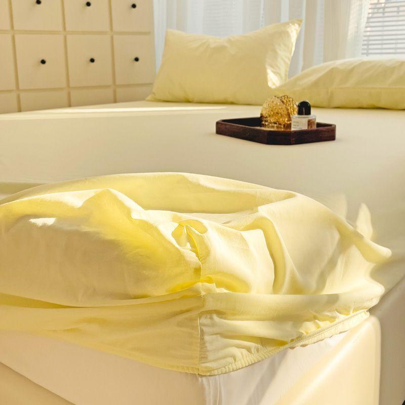 Japanese Style Washed Cotton Striped Bed Sheet Three Piece Set, Full Coverage, Non Slip Single Piece, Simmons Mattress, Dust