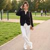 Women's Loose Fit Long Sleeve Color Knit Cardigan with Tie Waist for Casual Wear