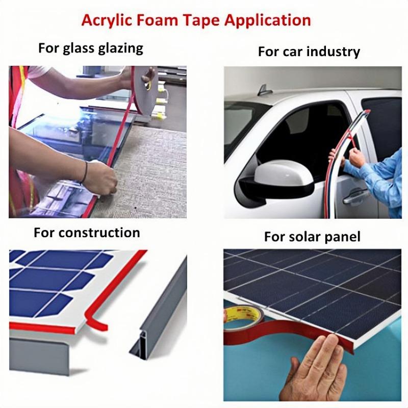 1.0mm Industrial Waterproof Heavy Duty No Reside Self Adhesive Red Film Double Sided Acrylic Foam Mounting Tape for Auto Car