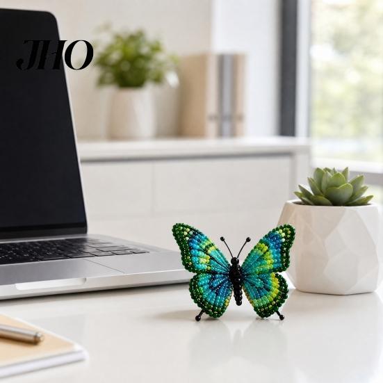 Entspannende Bastelprojekte 3D Perlen Schmetterling Set, Kleines Tier DIY Handgemachtes Kunst Set für Erwachsene mit Anleitung, Süßes 4er-Pack Schmetterlinge Perlenstickerei
