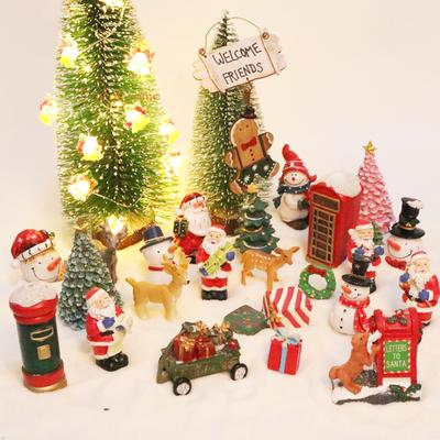 Weihnachts-Miniatur-Briefkasten, Kunstharz-Ornamente mit Welpen für Weihnachtsdorf, Straßendekoration, Feengarten-Zubehör