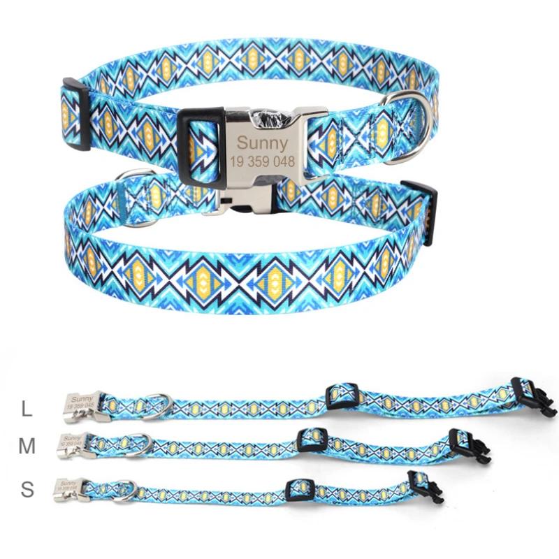 Classic Custom Dog Collar Metal Buckle Dogs Nameplate Collar Free Engrave Personalized Pet Collars Adjustable for Small Medium Large Dog