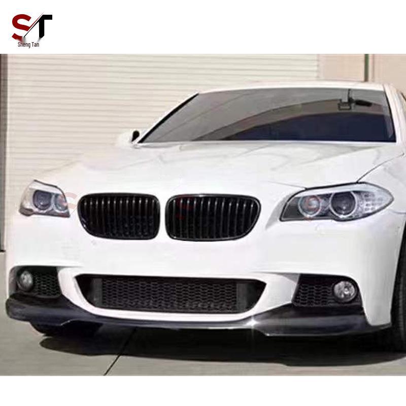 BMW 5 Series F10 F18 Carbon Fiber V-Style Front Lip, Bumper Diffuser, Splitter, and Chin Guard Modification.