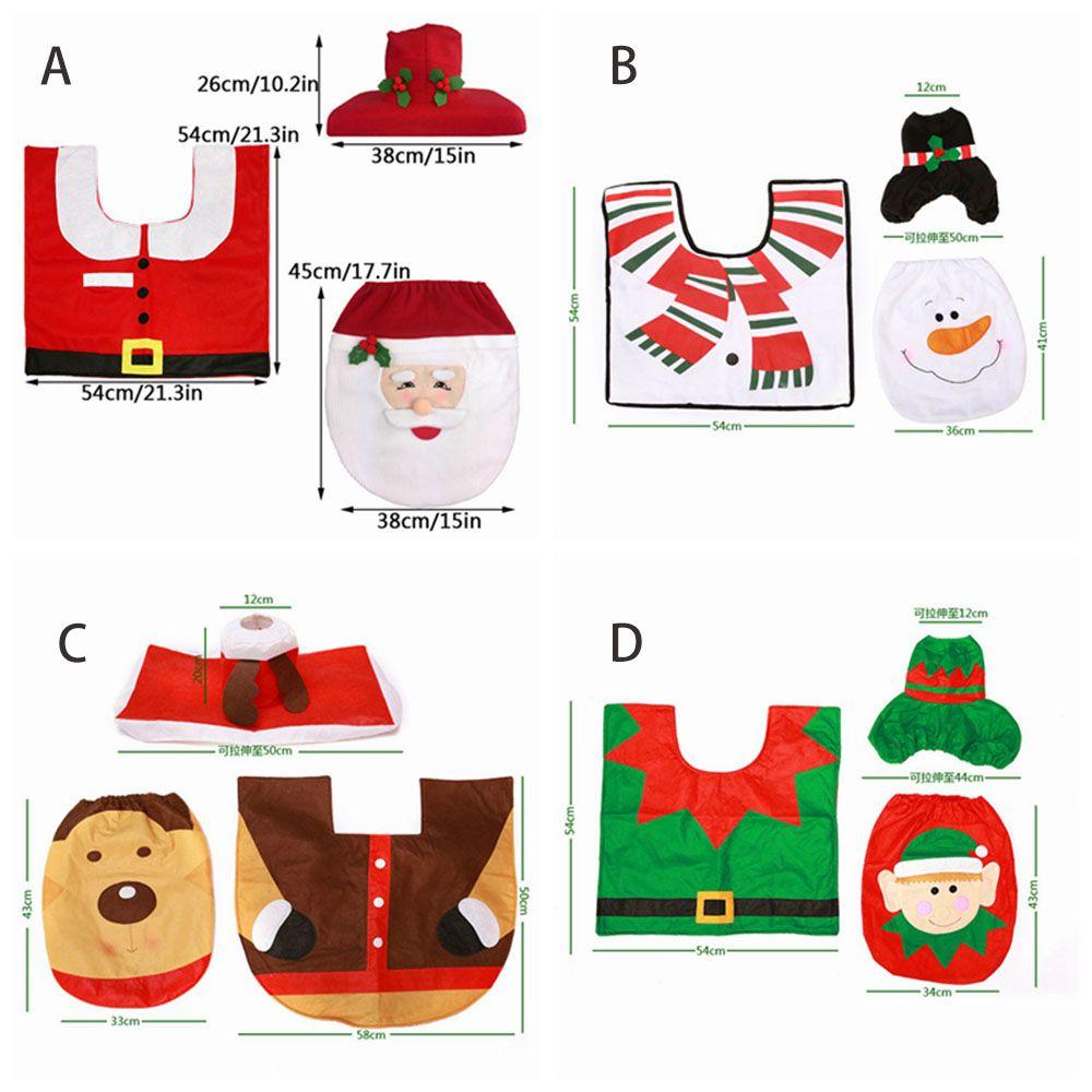 Set Christmas Decorations Decorative Products Toilet Seat Cover Toilet Case Rug Set Toilet Mat