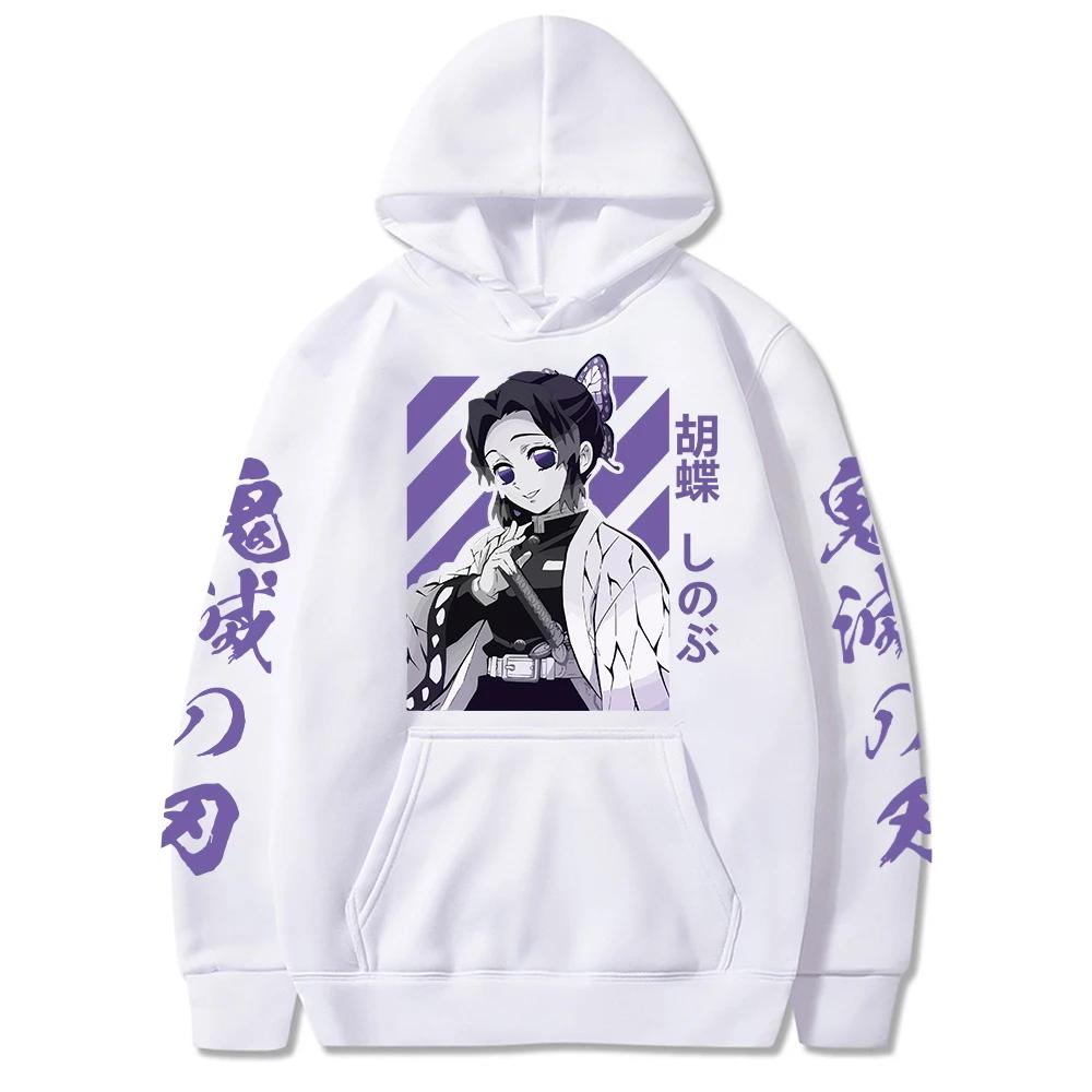 Demon Slayer Shinobu Kochou Graphic Hoodies Kimetsu No Yaiba Anime Hoodie Spring Warm Pullover Sweatshirts Tops