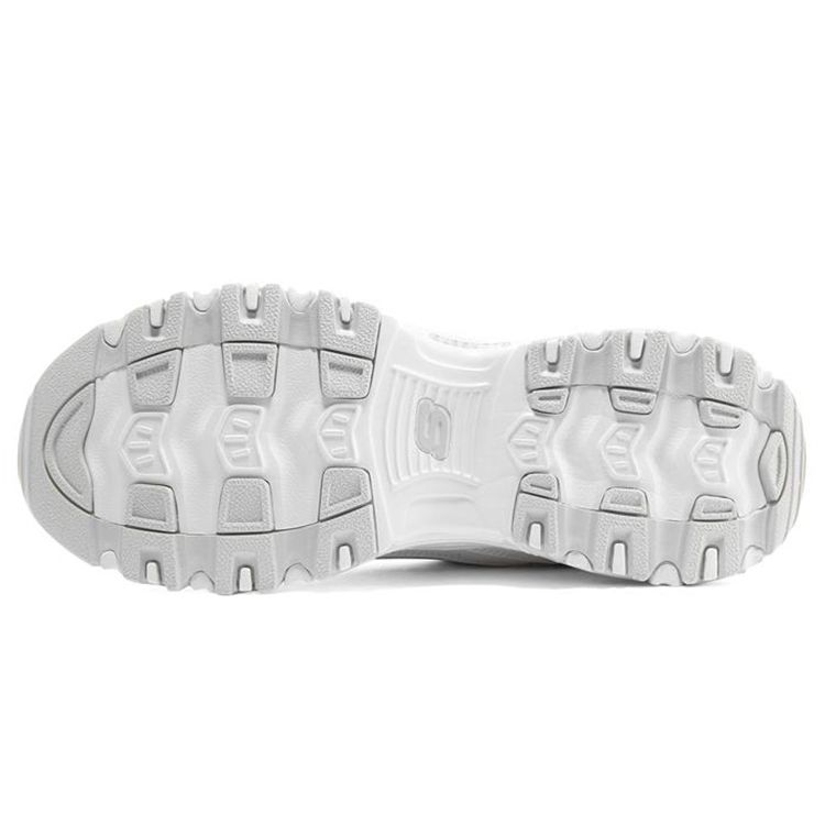 Skechers DLites 1.0 Floral Bear Fabric Leather Single Layer Shock Absorbing Wear Resistant Increased Height Low Top Dad Shoes Women Sneaker 896155-WHT