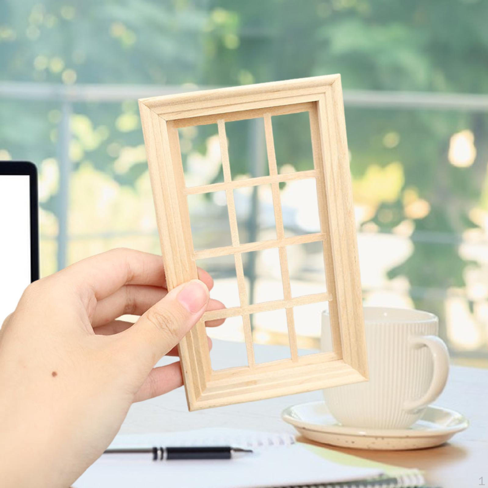 

1: 12 Scale Dollhouse Window Mini Frame Decoration Gift Photography Props Craft Lifelike Wood