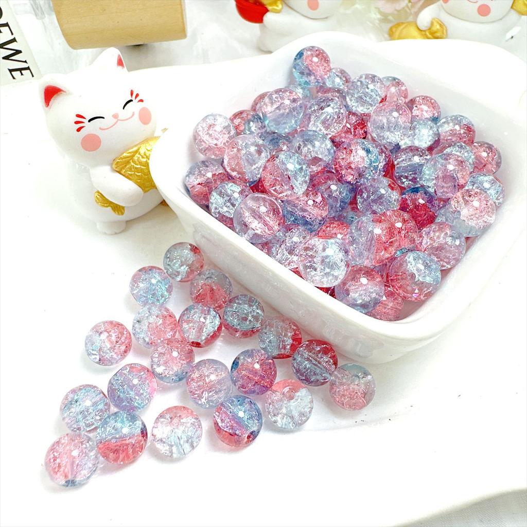 10mm Crackle Glass Round Beads, Loose Spacer Beads DIY Accessories for Bracelet Making 50pcs