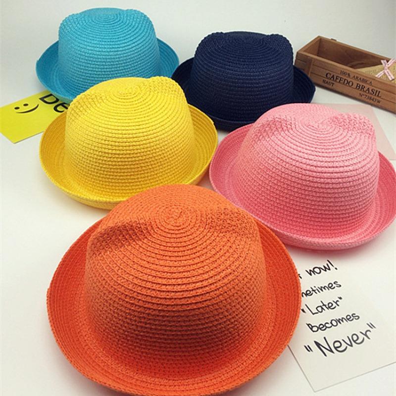 Sun Hat For Children Boys Outdoor Girls Sun Hat Ear Decoration Sun Hat Solid Kid Floppy Panama Hat