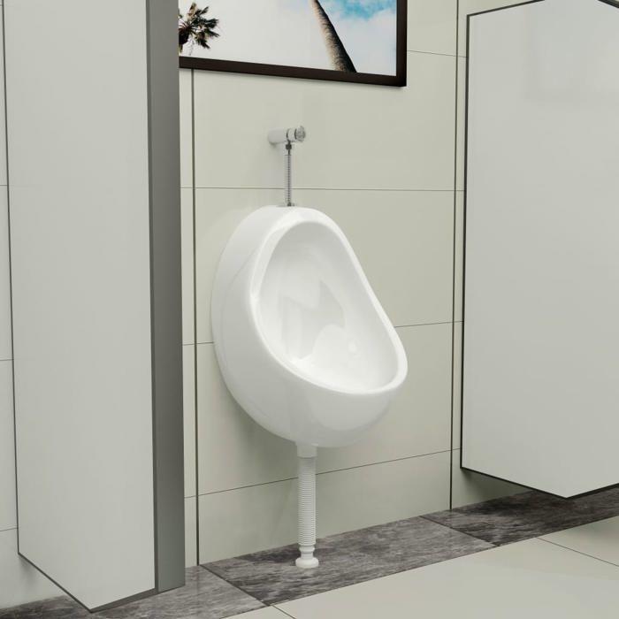 VidaXL Urinoir suspendu avec valve de chasse d'eau Céramique Blanc 143990