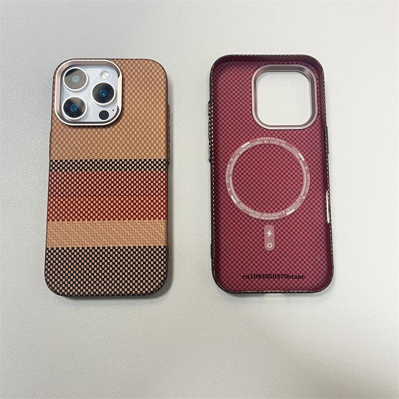 For MagSafe 16Pro Case Carbon Fiber 3D Relief Case for iPhone 16 15 14 13 Pro Max Wireless Charging Alloy Lens PC Magnetic Cover