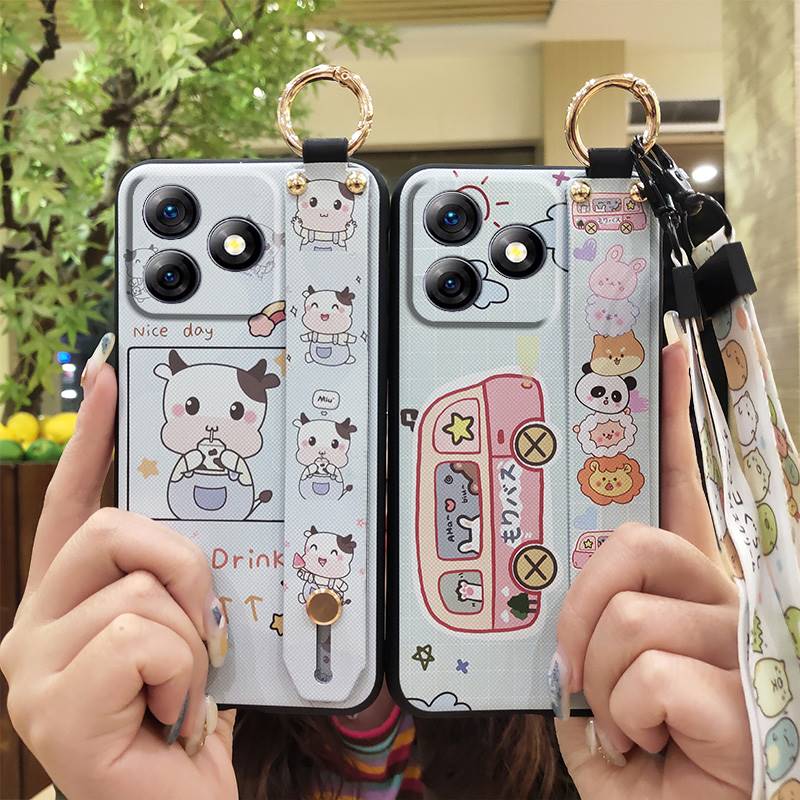 Fashion Design Phone Holder Phone Case For Ulefone Note18 Ultra Wrist Strap Protective Dirt-resistant Back Cover Cartoon