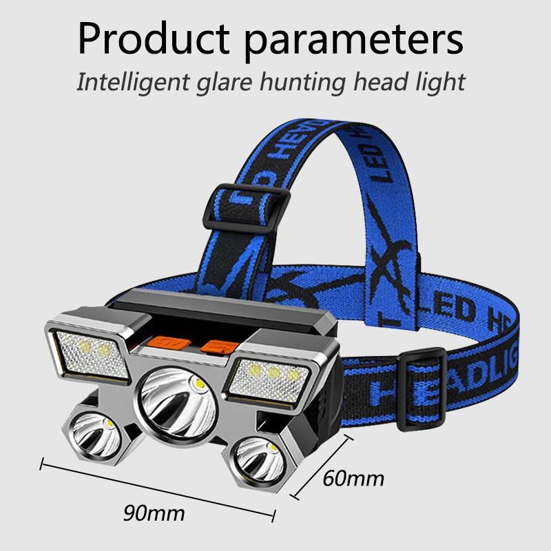 5LED 1200mAh USB Rechargeable Portable Flashlight Lantern Headlamp Waterproof Headlight Outdoor Cycling Fishing Camping Head Torch