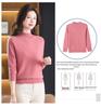 Autumn/Winter 100% Pure Wool Sweater for Mature Women - Knitted Base Layer with Stylish Embroidered Half-High Neck