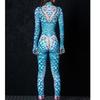 Women Hollow Out Mermaid Fish Scale Shell 3D Digital Printing Halloween Cosplay Costume Adults Carnival Party Dance Dress Up Jumpsuit