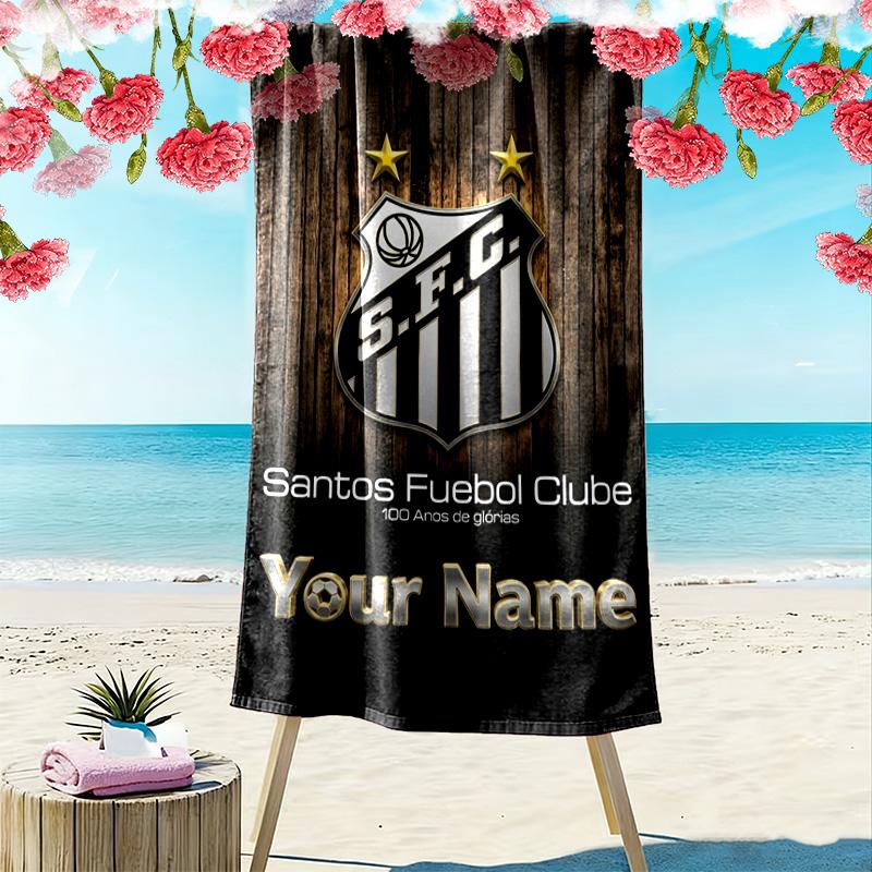 Name Custom Santos FC Art Print Beach Towel, Large Soft Quick Dry Towel for Beach Camping Swimming