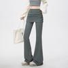 Korean-Style Drawstring Faux Two-Piece Flare Pants: Women's High-Waisted Slimming Drape Spring 2026 Casual Long Pants