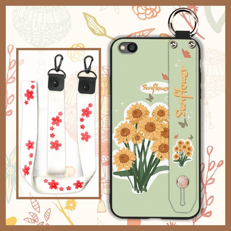 Soft Case Oil Painting Phone Case For Xiaomi Redmi GO Flower Durable Dirt-resistant Kickstand Protective Wristband Ring