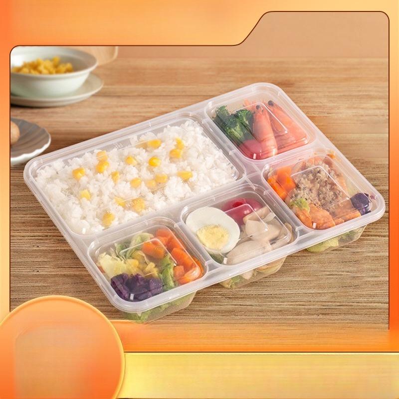 Disposable Thickened Food Container 3 4 5 Compartments with Lid for Canteen Business Meal Delivery