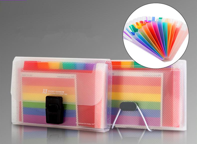

New Grids Mini Organ Bag Rainbow Inner Page Large Capacity File Folder Data Storage Organizer School Office Supplies
