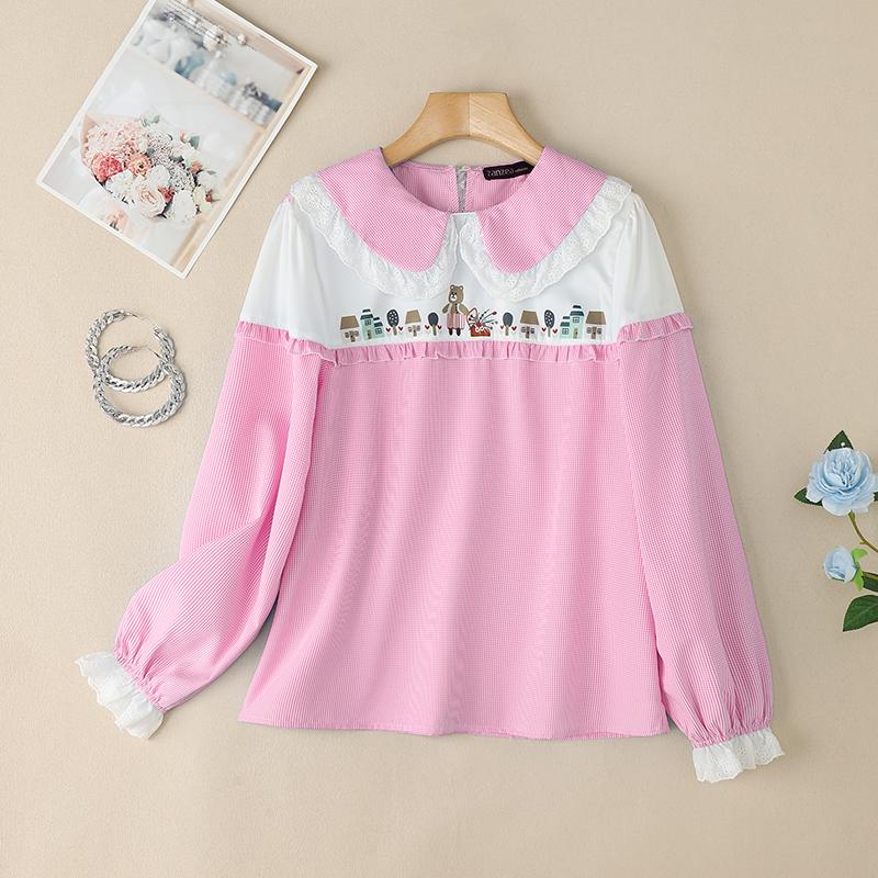 

ZANZEA Женская повседневная блузка с длинным рукавом и воротником-стойкой в стиле пэчворк M