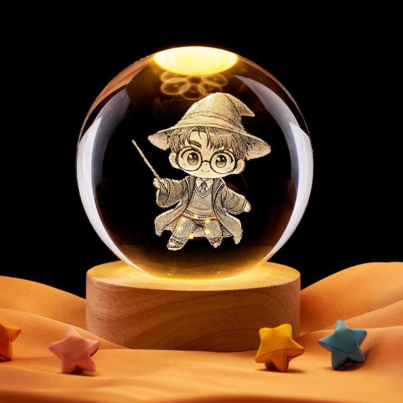 Harry Potter Crystal Ball Music Box with Warm Light Base - Desktop Night Light Souvenir Ornament