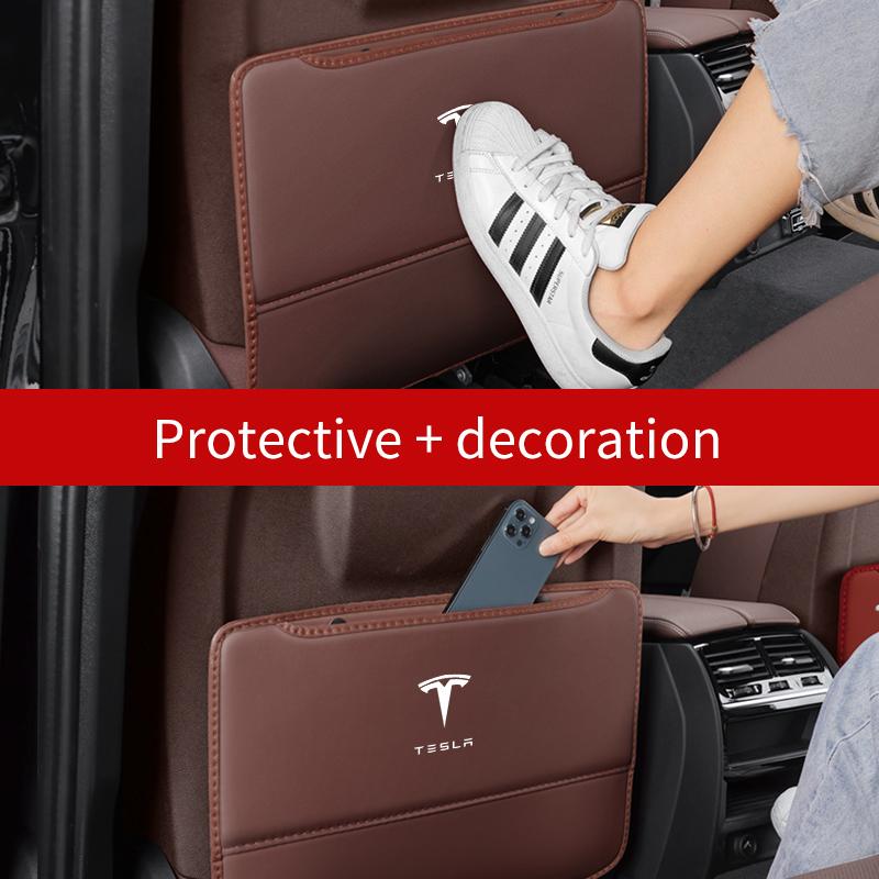 Autositz-Rückenlehnen-Aufbewahrung Anti-Tritt-Matte Für Tesla Model 3 Model Y Model S Model X Auto Tesla Die Rückseite Der Innenraumzubehör