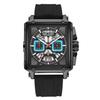 MEGIR Men's Square Chronograph Watch 3ATM Waterproof Quartz Sport Wristwatch for Men with Date & Stopwatch Relogio Masculino