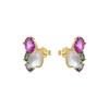 Boucles D'oreilles Luxenter En Argent 925 Avec Cristal De Roche Et Nacre Finies En or Jaune 18K - Zafi