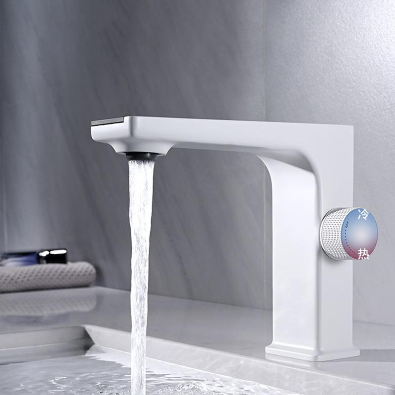 Digital Display LED Bathroom Basin Faucet Brass Black/White Hot Cold Water Sink Mixer Wash Tap Deck Mount Sink Mixer Tap