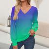 Women's Tops Floral Print Long Sleeve Shirt V Neck Casual Loose Tee Autumn Clothing