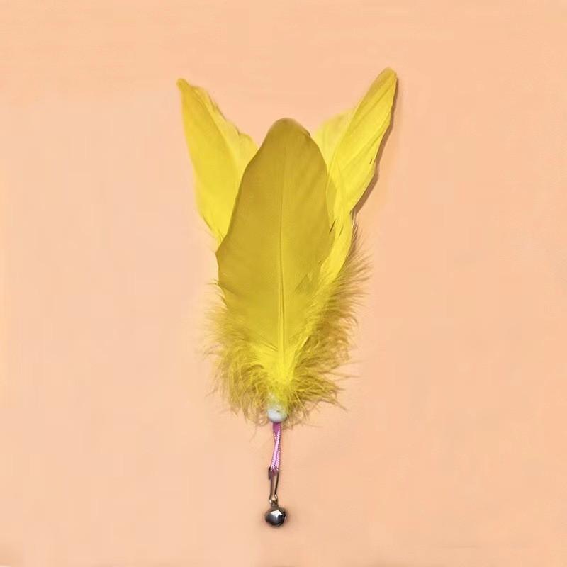 Cat Feather Teaser Refill Heads With Bell Interactive Play Toy Plush Material Multiple Colors