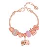 Sweet Pink Heart Butterfly Beaded Bracelet for Women