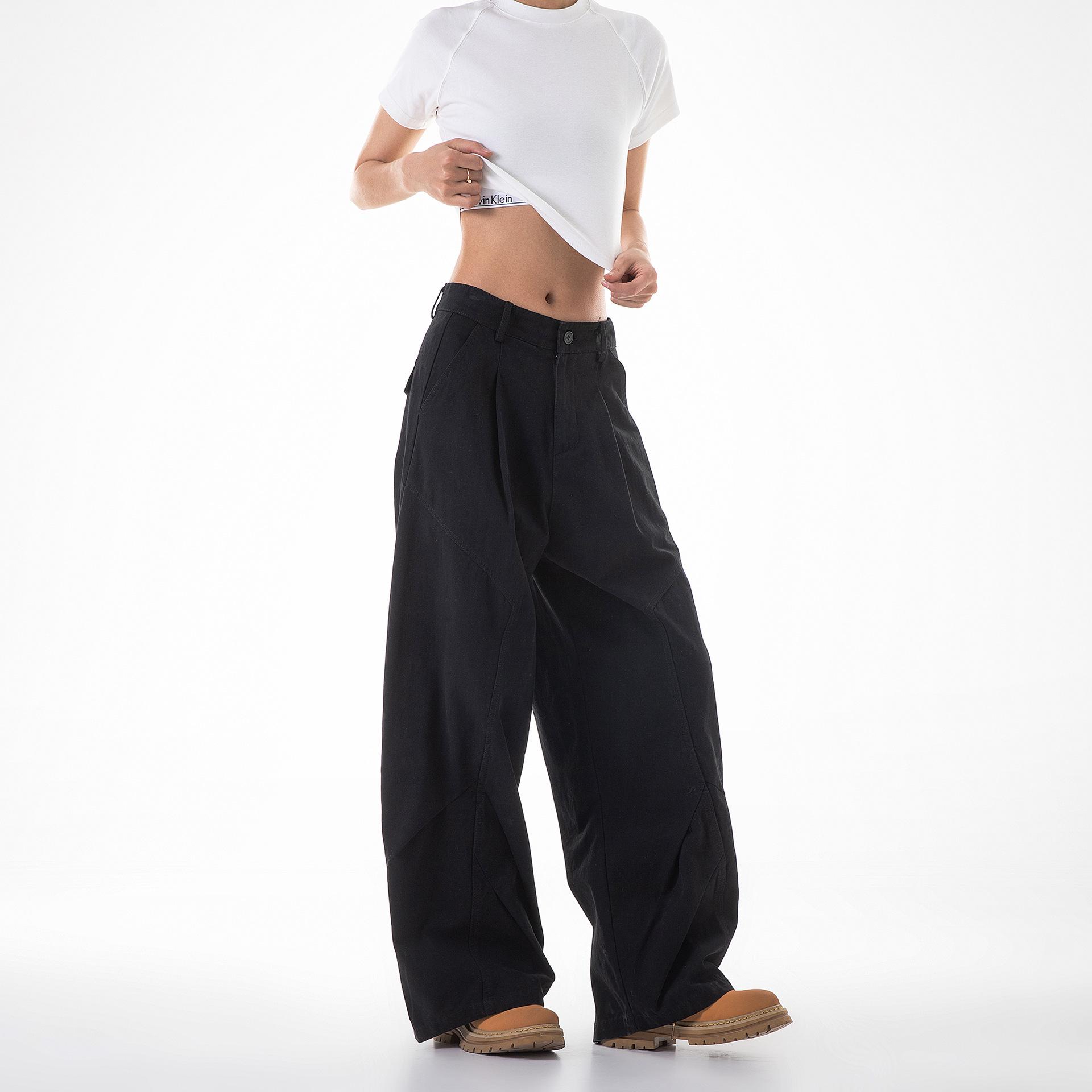 

Унисекс Ретро Плиссированные Белые Брюки-Скимитары - Летний Свободный Крой, Универсальный BF Стиль, Широкие Повседневные Рабочие Брюки Large чёрный