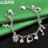 925 Sterling Silver Fashion Element Side Chain Exquisite Bracelet Gift Jewelry