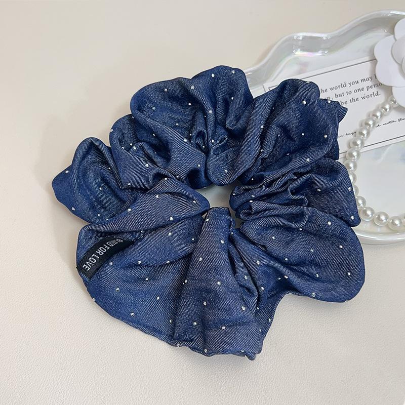 16cm Vintage Retro Denim Blue Scrunchies Women Hair Rope Tie Elastic Hair Band Chic Girls Hairties Hair Accessories