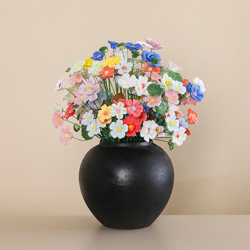 5pcs Ceramic Flowers High Temperature Handmade Simulation Flowers Eternal Life Flower Decorations Creative Gifts Home Furn