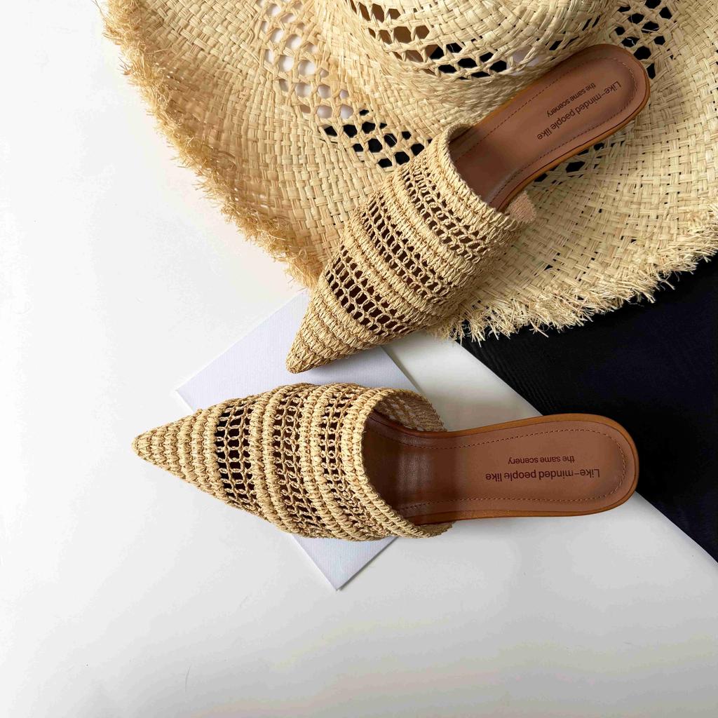 Fashion Women's Mueller Slippers Pointed Toe Slingback Stiletto Heels Sandals 2025 Summer New Heeled Shoes for Woman Slides Women