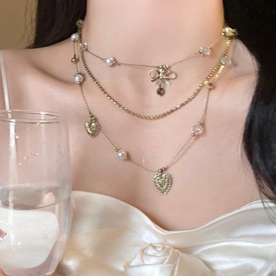 Medieval Vintage Love Necklace Retro Vintage Collarbone Chain Women'S High Sense Neck Chain Tide