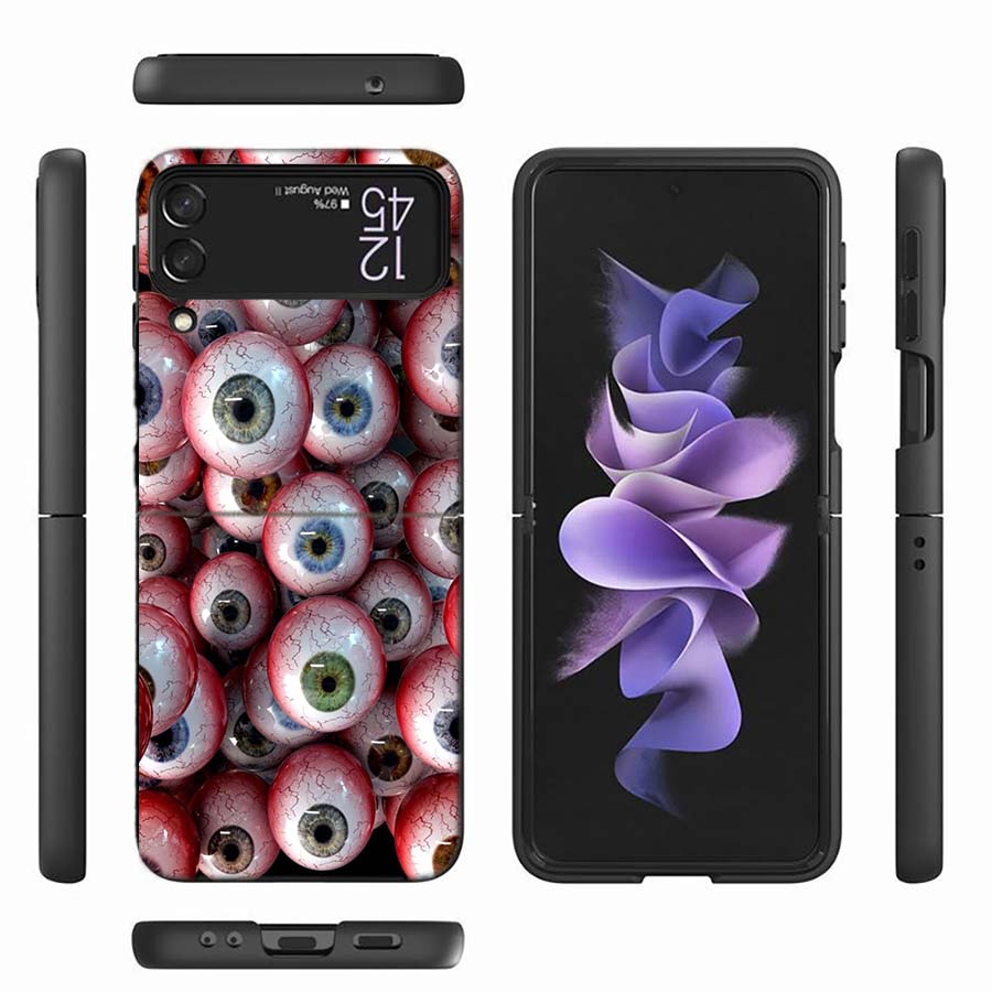 Devil Fear, Red Eye Dense Phobia Phone Case For Samsung Z Flip 6 7 5G Z Flip 5 Galaxy Z Flip 3 4 5G ZFlip Shockproof Hard Cover