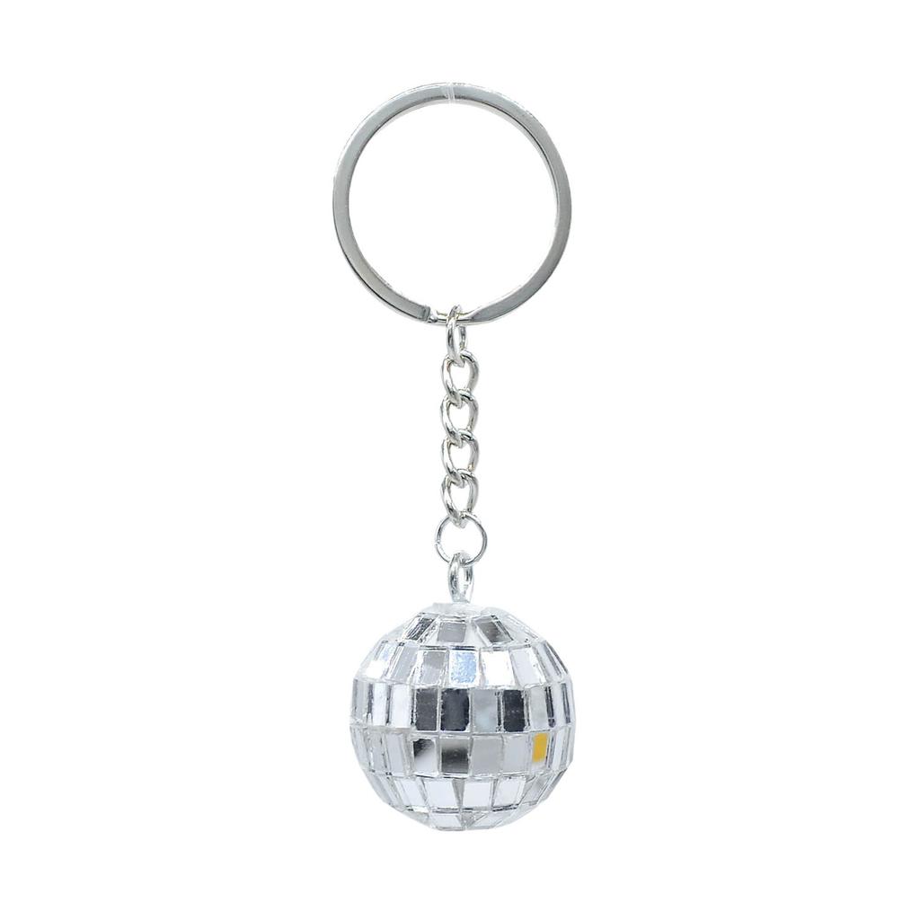 Retro Disco Ball Keychain Mirror Reflective Christmas Ball Pendant Key Ring Couple Family Keychain Pendant